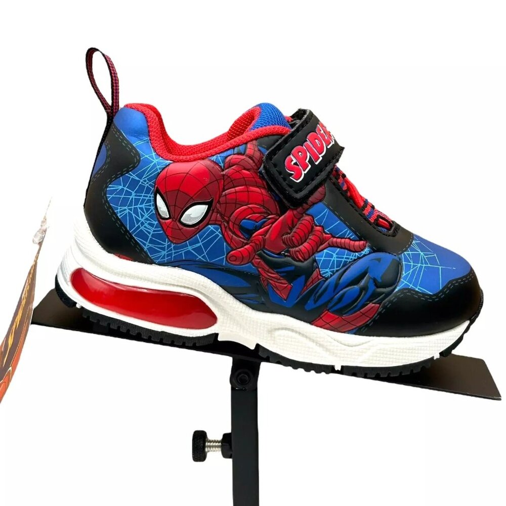 Marvel‎ Spider Man Toddler Boy's Slip-on Sneaker Size 6 Blue/Red Light-up Shoes